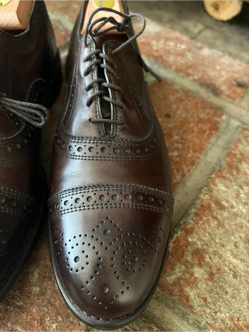 Allen Edmonds Dark Brown Cap-Toe Brogue Oxfords